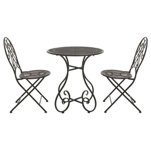 Safavieh Adriel 3 Piece Bistro Set XII23 Anitique Black Iron PAT5031E