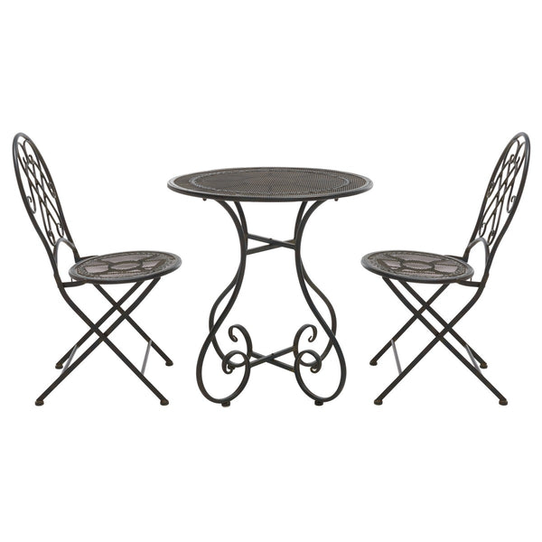 Safavieh Adriel 3 Piece Bistro Set XII23 Anitique Black Iron PAT5031E