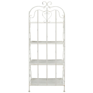 Safavieh TYRIQUE 4-Tier Shelf Unit - Elegant Iron Display for Outdoor Spaces with Vintage Charm and Durability Antique White PAT5033A