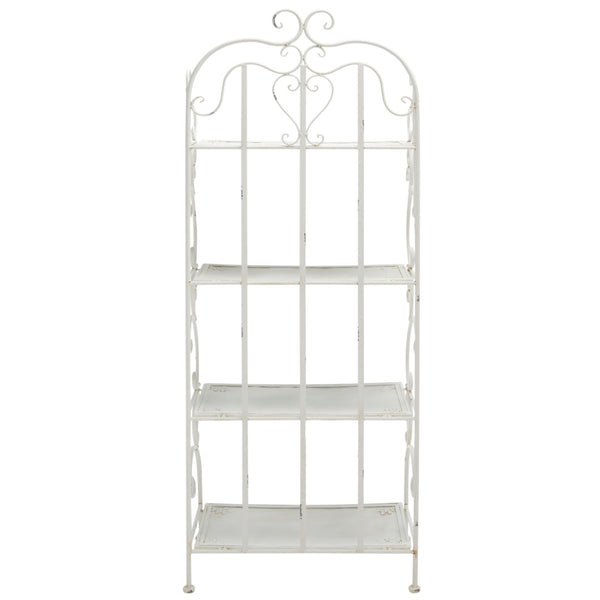 Safavieh TYRIQUE 4-Tier Shelf Unit - Elegant Iron Display for Outdoor Spaces with Vintage Charm and Durability Antique White PAT5033A