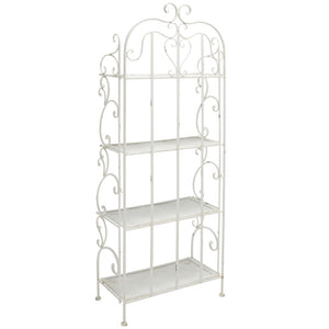 Safavieh TYRIQUE 4-Tier Shelf Unit - Elegant Iron Display for Outdoor Spaces with Vintage Charm and Durability Antique White PAT5033A