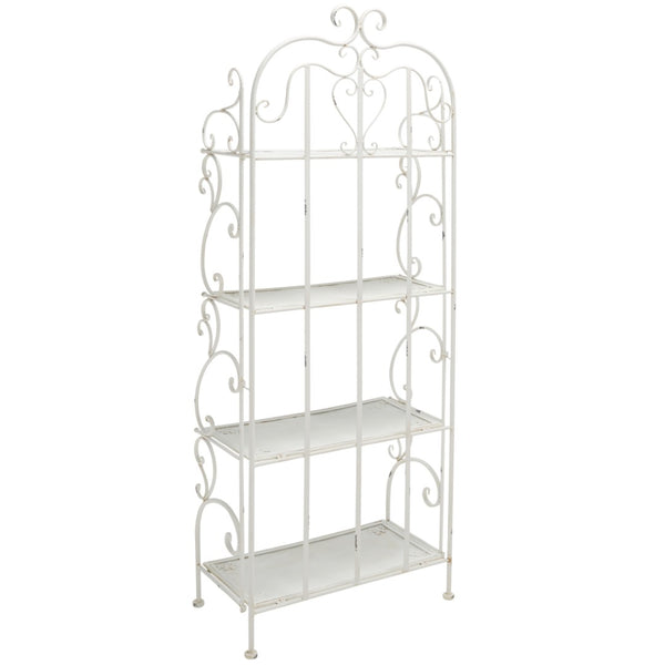 Safavieh TYRIQUE 4-Tier Shelf Unit - Elegant Iron Display for Outdoor Spaces with Vintage Charm and Durability Antique White PAT5033A