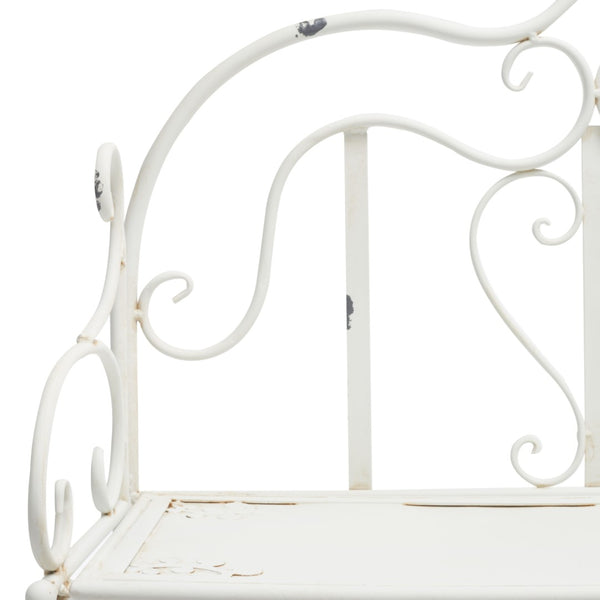 Safavieh TYRIQUE 4-Tier Shelf Unit - Elegant Iron Display for Outdoor Spaces with Vintage Charm and Durability Antique White PAT5033A