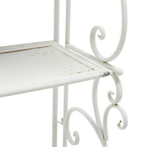 Safavieh TYRIQUE 4-Tier Shelf Unit - Elegant Iron Display for Outdoor Spaces with Vintage Charm and Durability Antique White PAT5033A