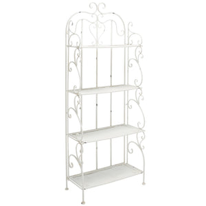 Safavieh TYRIQUE 4-Tier Shelf Unit - Elegant Iron Display for Outdoor Spaces with Vintage Charm and Durability Antique White PAT5033A