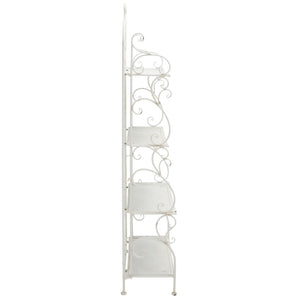 Safavieh TYRIQUE 4-Tier Shelf Unit - Elegant Iron Display for Outdoor Spaces with Vintage Charm and Durability Antique White PAT5033A