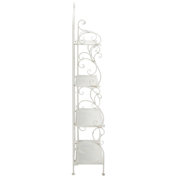 Safavieh TYRIQUE 4-Tier Shelf Unit - Elegant Iron Display for Outdoor Spaces with Vintage Charm and Durability Antique White PAT5033A