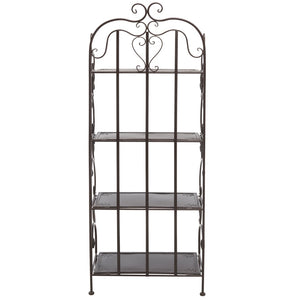 Safavieh TYRIQUE 4-Tier Shelf Unit - Elegant Iron Display for Outdoor Spaces with Vintage Charm and Durability Rustic Brown PAT5033B