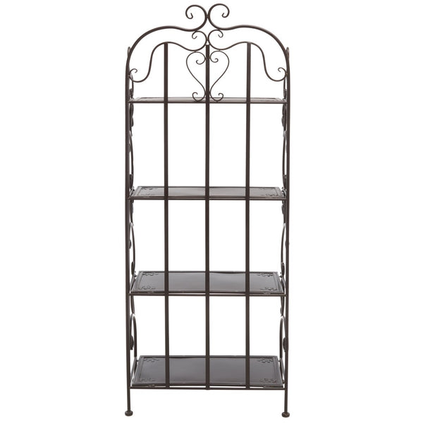 Safavieh TYRIQUE 4-Tier Shelf Unit - Elegant Iron Display for Outdoor Spaces with Vintage Charm and Durability Rustic Brown PAT5033B