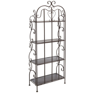 Safavieh TYRIQUE 4-Tier Shelf Unit - Elegant Iron Display for Outdoor Spaces with Vintage Charm and Durability Rustic Brown PAT5033B