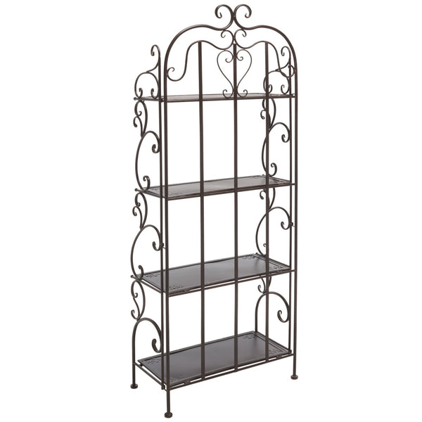 Safavieh TYRIQUE 4-Tier Shelf Unit - Elegant Iron Display for Outdoor Spaces with Vintage Charm and Durability Rustic Brown PAT5033B