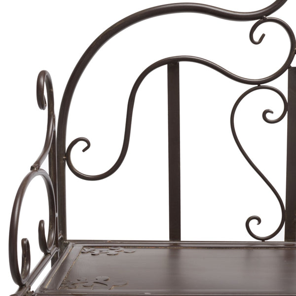 Safavieh TYRIQUE 4-Tier Shelf Unit - Elegant Iron Display for Outdoor Spaces with Vintage Charm and Durability Rustic Brown PAT5033B