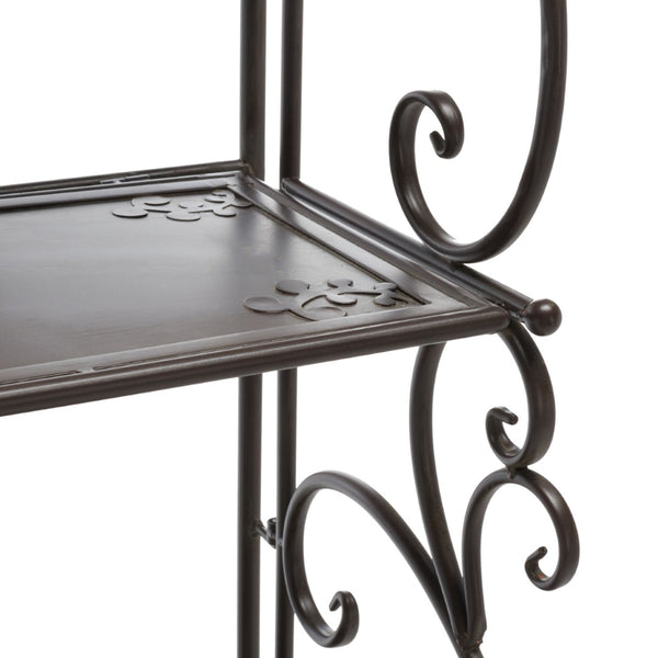 Safavieh TYRIQUE 4-Tier Shelf Unit - Elegant Iron Display for Outdoor Spaces with Vintage Charm and Durability Rustic Brown PAT5033B