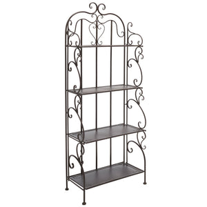 Safavieh TYRIQUE 4-Tier Shelf Unit - Elegant Iron Display for Outdoor Spaces with Vintage Charm and Durability Rustic Brown PAT5033B