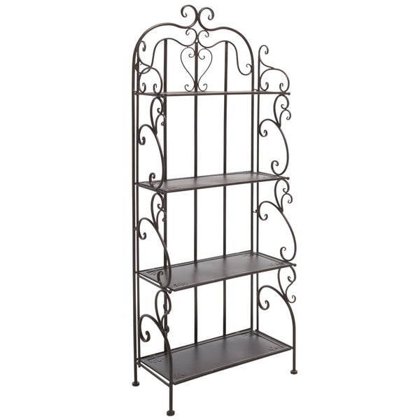 Safavieh TYRIQUE 4-Tier Shelf Unit - Elegant Iron Display for Outdoor Spaces with Vintage Charm and Durability Rustic Brown PAT5033B