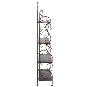 Safavieh TYRIQUE 4-Tier Shelf Unit - Elegant Iron Display for Outdoor Spaces with Vintage Charm and Durability Rustic Brown PAT5033B