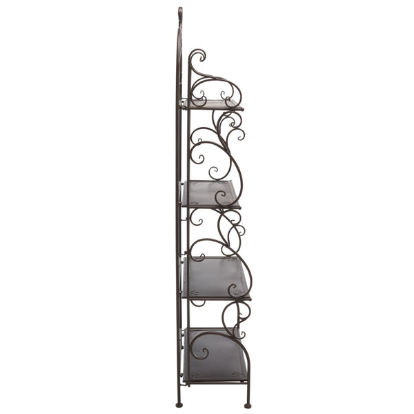 Safavieh TYRIQUE 4-Tier Shelf Unit - Elegant Iron Display for Outdoor Spaces with Vintage Charm and Durability Rustic Brown PAT5033B