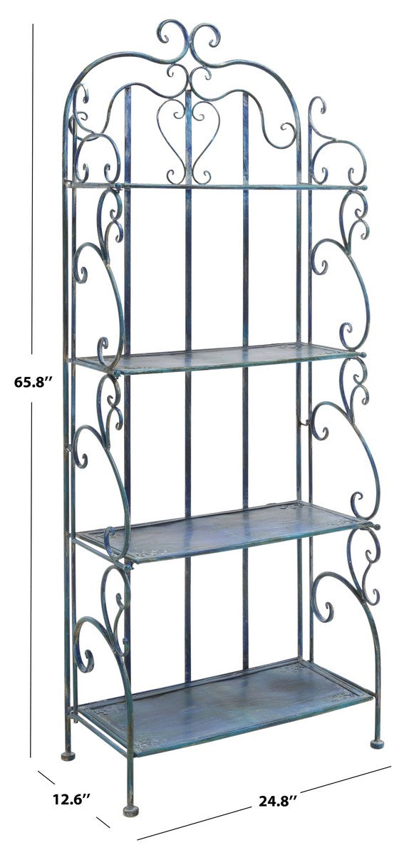 Safavieh Tyrique 4 Tier Shelf Unit XII23 Mossy Blue Iron PAT5033C