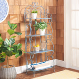 Safavieh Tyrique 4 Tier Shelf Unit XII23 Mossy Blue Iron PAT5033C