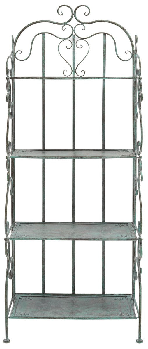 Safavieh Tyrique 4 Tier Shelf Unit XII23 Antique Green Iron PAT5033D
