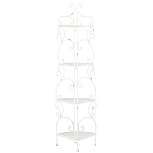 Safavieh TURUCA 4 Tier Corner Shelf Unit - Elegant Space-Saving Storage for Outdoor Living and Garden Décor Antique White PAT5034A