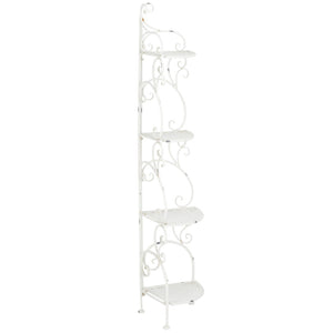 Safavieh TURUCA 4 Tier Corner Shelf Unit - Elegant Space-Saving Storage for Outdoor Living and Garden Décor Antique White PAT5034A