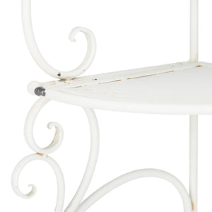 Safavieh TURUCA 4 Tier Corner Shelf Unit - Elegant Space-Saving Storage for Outdoor Living and Garden Décor Antique White PAT5034A