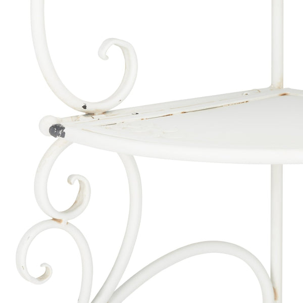 Safavieh TURUCA 4 Tier Corner Shelf Unit - Elegant Space-Saving Storage for Outdoor Living and Garden Décor Antique White PAT5034A