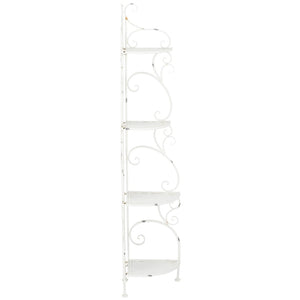 Safavieh TURUCA 4 Tier Corner Shelf Unit - Elegant Space-Saving Storage for Outdoor Living and Garden Décor Antique White PAT5034A