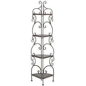 Safavieh Turuca 4 Tier Corner Shelf Unit XII23 Rustic Brown Iron PAT5034B
