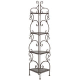 Safavieh Turuca 4 Tier Corner Shelf Unit XII23 Rustic Brown Iron PAT5034B