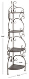 Safavieh Turuca 4 Tier Corner Shelf Unit XII23 Rustic Brown Iron PAT5034B