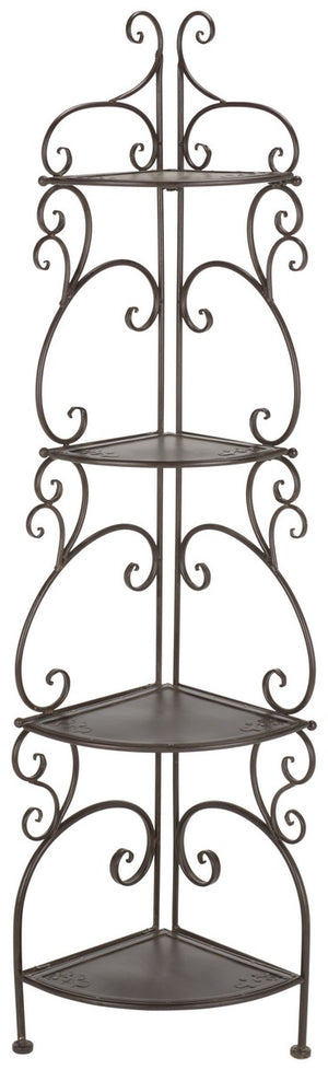 Safavieh Turuca 4 Tier Corner Shelf Unit XII23 Rustic Brown Iron PAT5034B