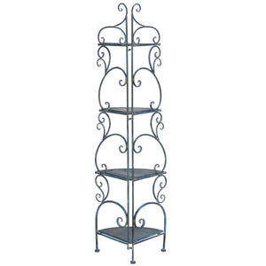 Safavieh Turuca 4 Tier Corner Shelf Unit XII23 Mossy Blue Iron PAT5034C