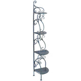 Safavieh Turuca 4 Tier Corner Shelf Unit XII23 Mossy Blue Iron PAT5034C