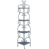 Safavieh Turuca 4 Tier Corner Shelf Unit XII23 Mossy Blue Iron PAT5034C