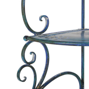 Safavieh Turuca 4 Tier Corner Shelf Unit XII23 Mossy Blue Iron PAT5034C