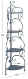 Safavieh Turuca 4 Tier Corner Shelf Unit XII23 Mossy Blue Iron PAT5034C