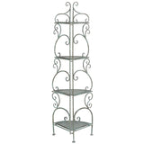 Safavieh Turuca 4 Tier Corner Shelf Unit XII23 Antique Green Iron PAT5034D