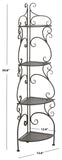 Safavieh Turuca 4 Tier Corner Shelf Unit XII23 Anitique Black Iron PAT5034E