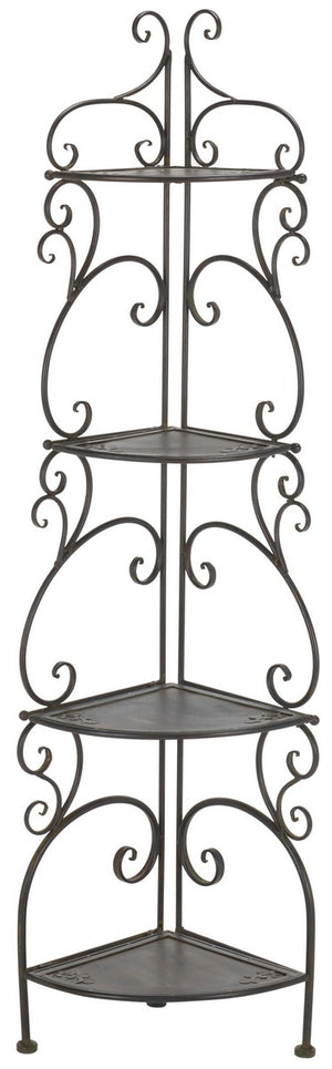 Safavieh Turuca 4 Tier Corner Shelf Unit XII23 Anitique Black Iron PAT5034E