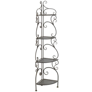 Safavieh Turuca 4 Tier Corner Shelf Unit XII23 Anitique Black Iron PAT5034E