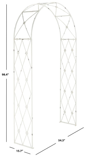 Safavieh ATTICUS Archway - Elegant Iron Garden Entrance with Classic Latticework for Climbing Plants & Vines Antique White PAT5035A