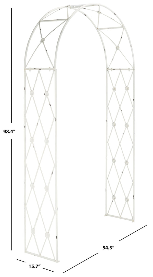 Safavieh ATTICUS Archway - Elegant Iron Garden Entrance with Classic Latticework for Climbing Plants & Vines Antique White PAT5035A