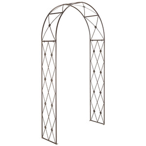 Safavieh ATTICUS Archway - Elegant Iron Garden Entrance with Classic Latticework for Climbing Plants & Vines Rustic Brown PAT5035B