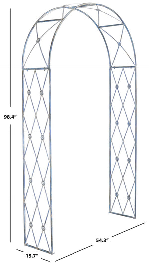 Safavieh ATTICUS Archway - Elegant Iron Garden Entrance with Classic Latticework for Climbing Plants & Vines Mossy Blue / - PAT5035C