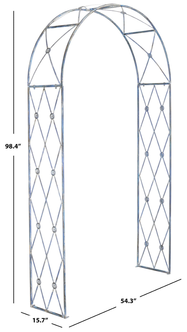 Safavieh ATTICUS Archway - Elegant Iron Garden Entrance with Classic Latticework for Climbing Plants & Vines Mossy Blue / - PAT5035C