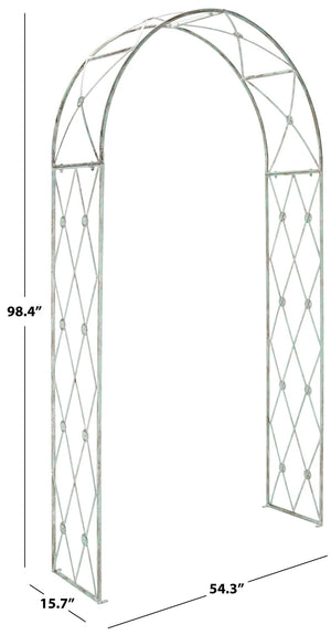 Safavieh ATTICUS Archway - Elegant Iron Garden Entrance with Classic Latticework for Climbing Plants & Vines Antique Dark Green / - PAT5035D