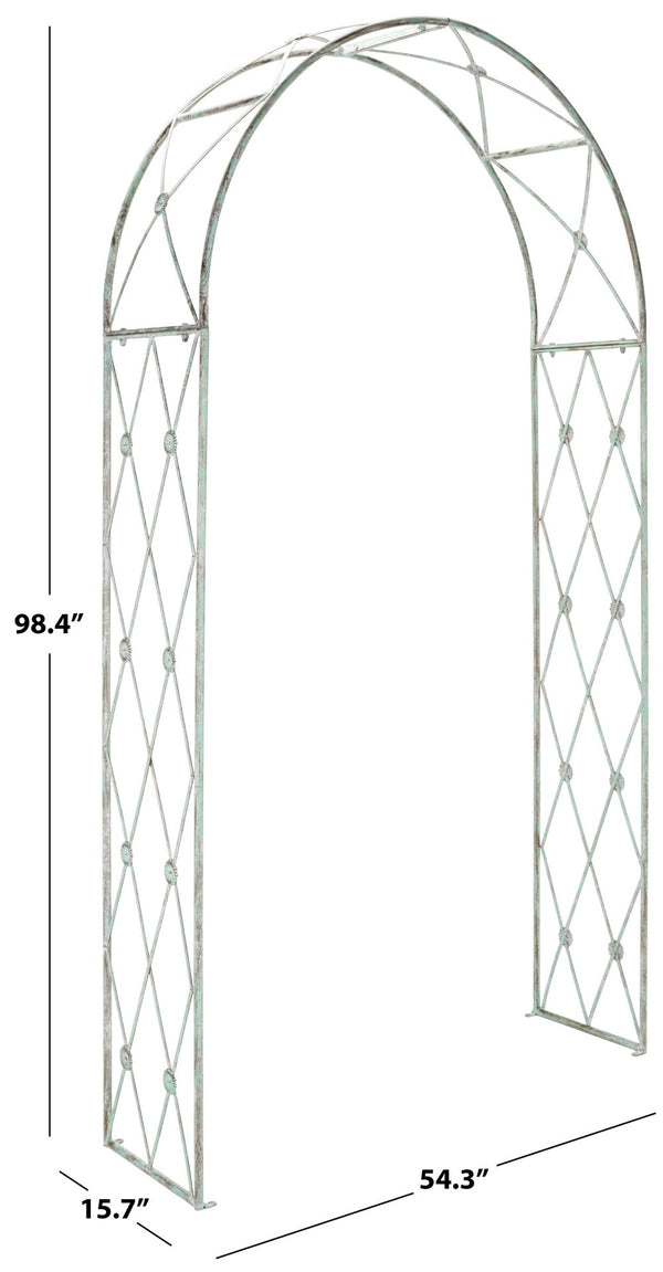 Safavieh ATTICUS Archway - Elegant Iron Garden Entrance with Classic Latticework for Climbing Plants & Vines Antique Dark Green / - PAT5035D