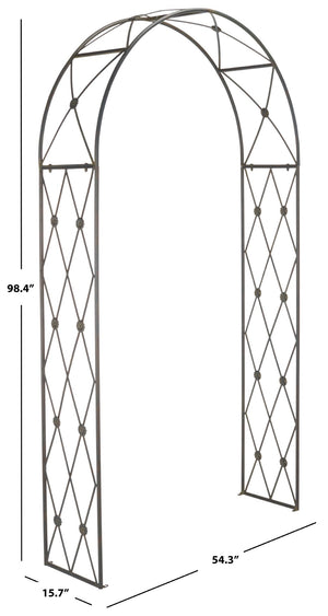 Safavieh ATTICUS Archway - Elegant Iron Garden Entrance with Classic Latticework for Climbing Plants & Vines Black Rust / - PAT5035E